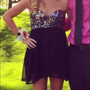 Black with sequins strapless dress